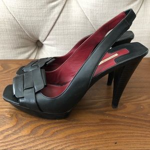 Max Studio leather platform heels peep toe heels